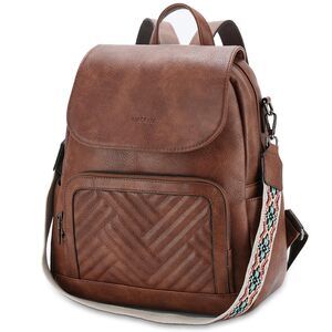 3476 Backpack Purse , Chevron Quilted Vegen Leather Flap Backpack